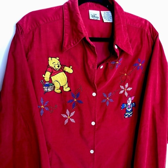 DISNEY store corduroy Pooh bear red button down shirt - Picture 3 of 11